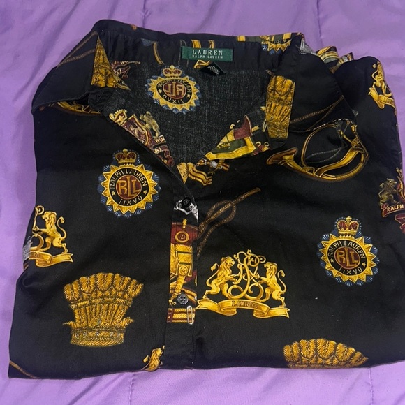 Ralph Lauren PM Iconic Equestrian Rich Art-to-Wear Crest Blouse - Picture 4 of 4